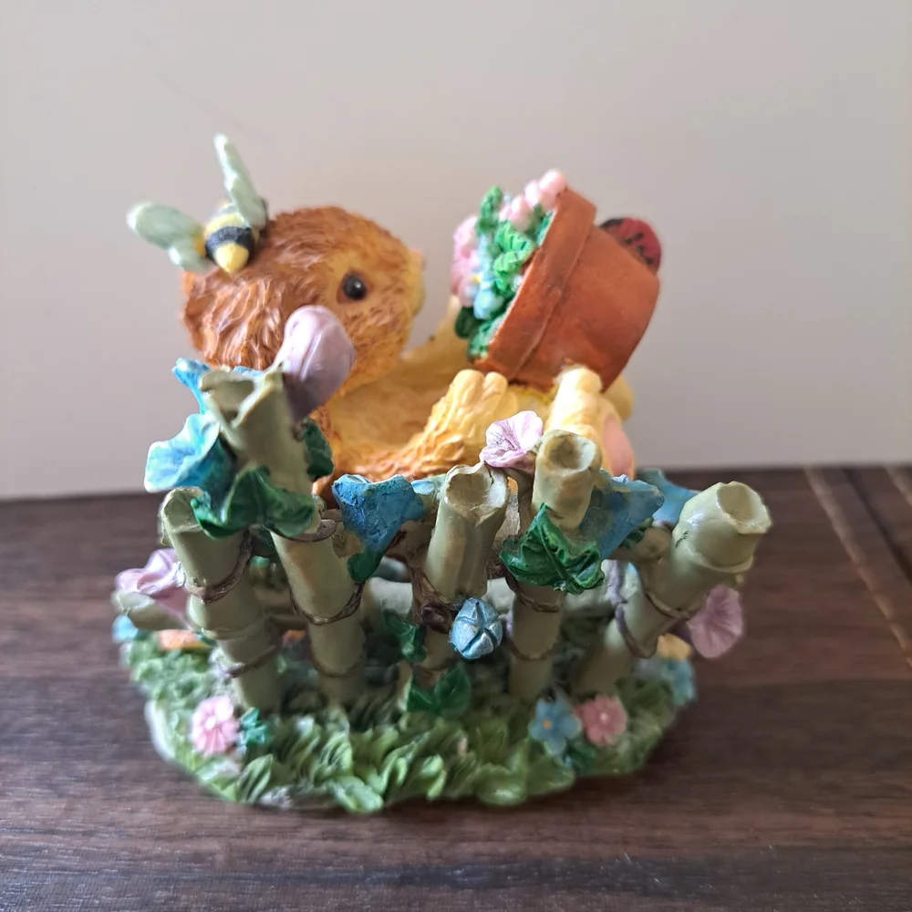 Decorative Bunny Figurine in Brown and Yellow Easter Decor